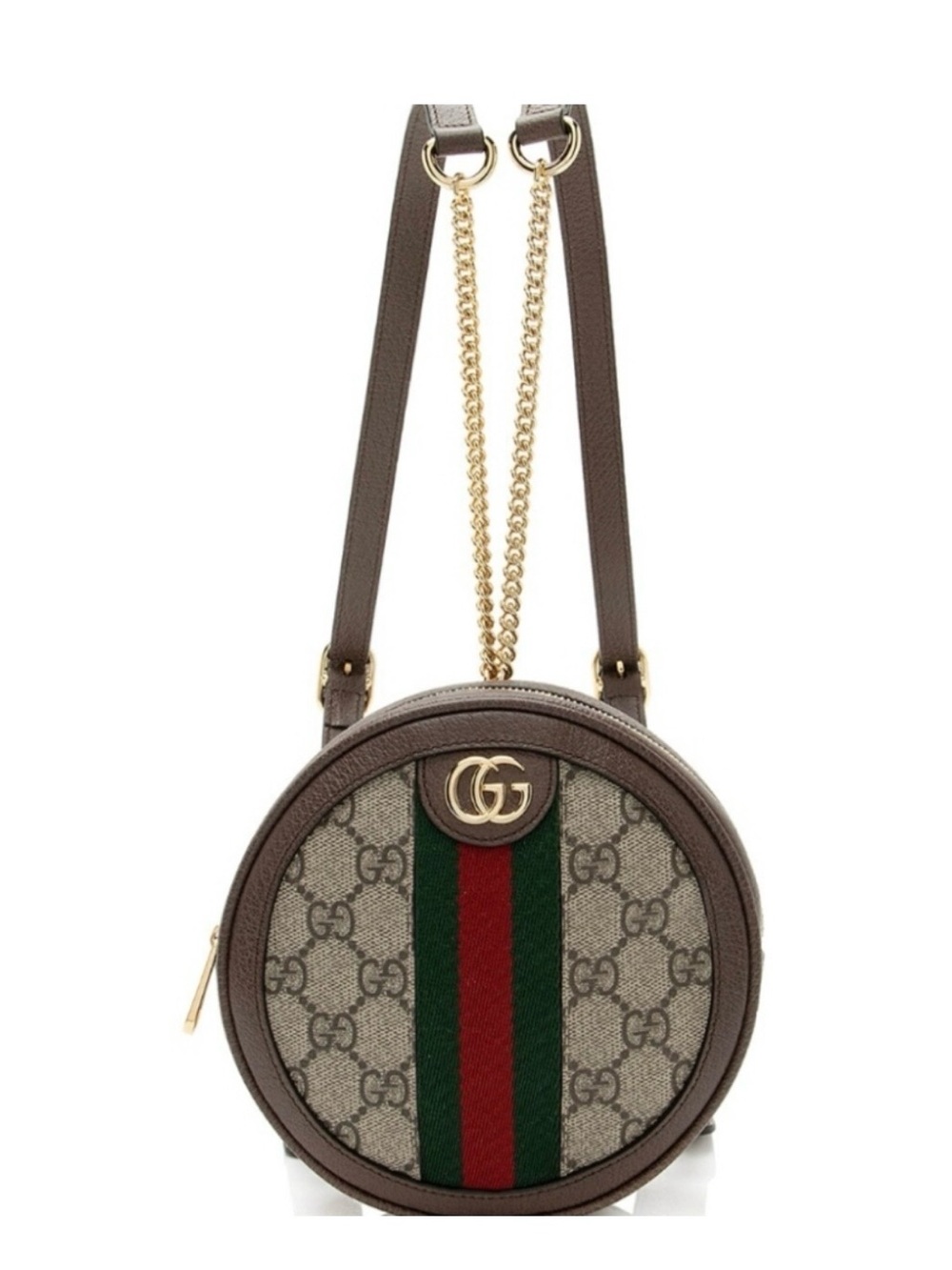 Gucci Ophdia Classic Brown and Green Coin Back Bag,
